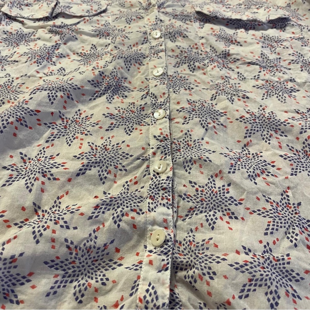 Roller Rabbit Collared Tunic Button Down Top Euc … - image 4